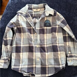 Janie and Jack Blue and White Plaid Button-Down Shirt